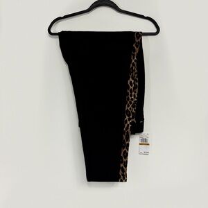 Michael Kors Black and Leopard Print Plus Size 3X Elastic Waist Trouser NWT